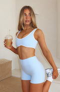 Keep Up High Waisted Shorts 4 Baby Blue
