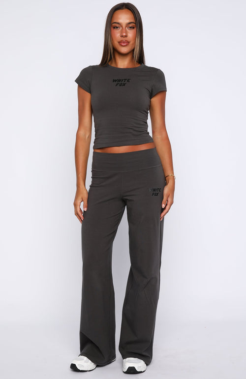 Break The Records Wide Leg Pants Charcoal